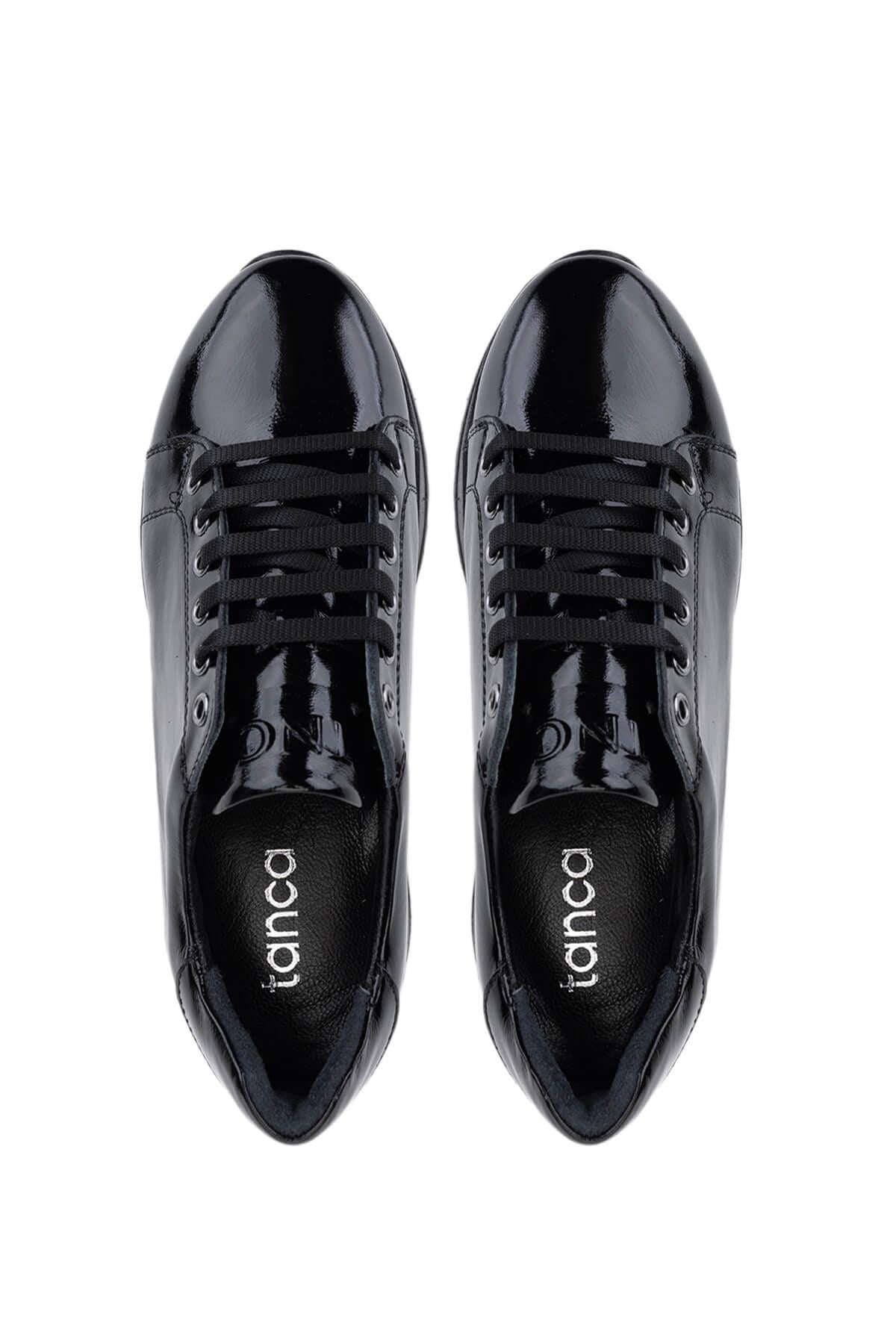 Tamer Tanca Kadın Hakiki Deri Siyah Rugan Sneakers & Spor Ayakkabı
