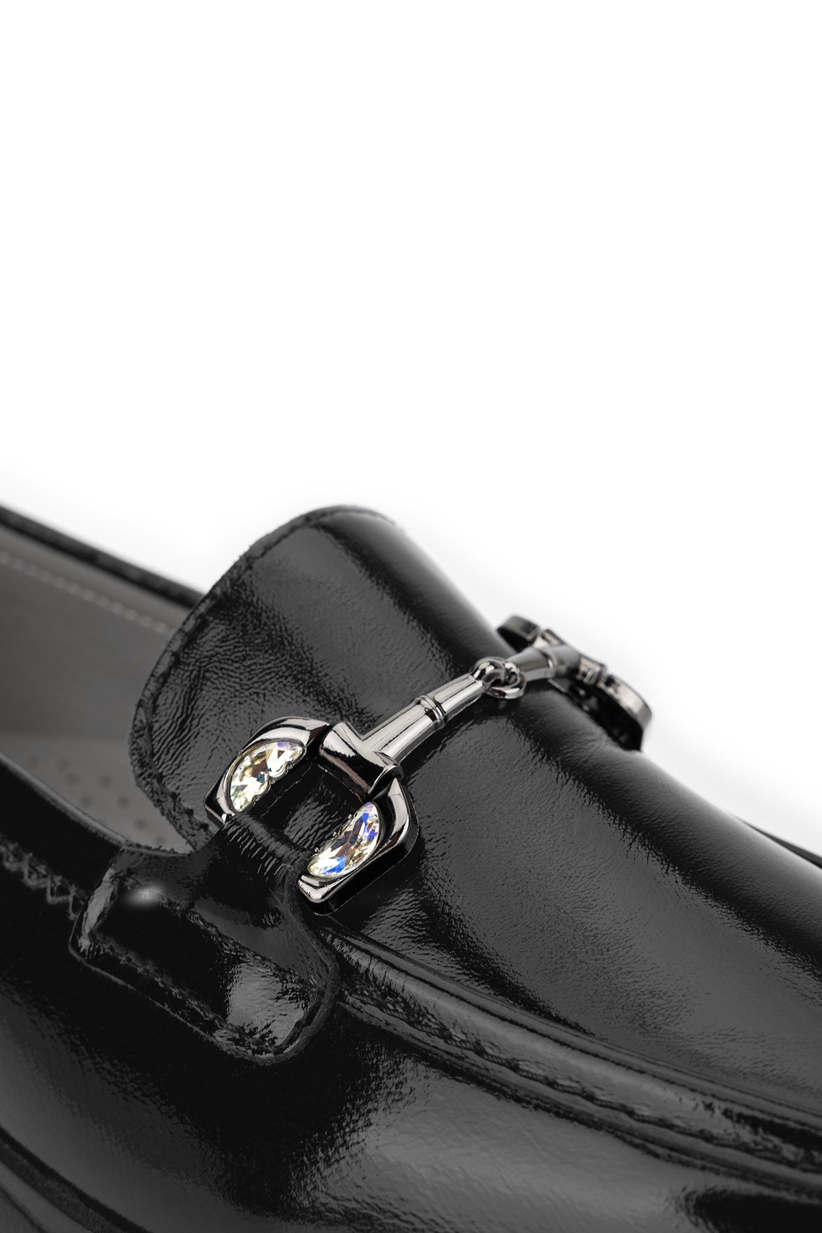 Tamer Tanca Kadın Hakiki Deri Siyah Rugan Loafer Ayakkabı