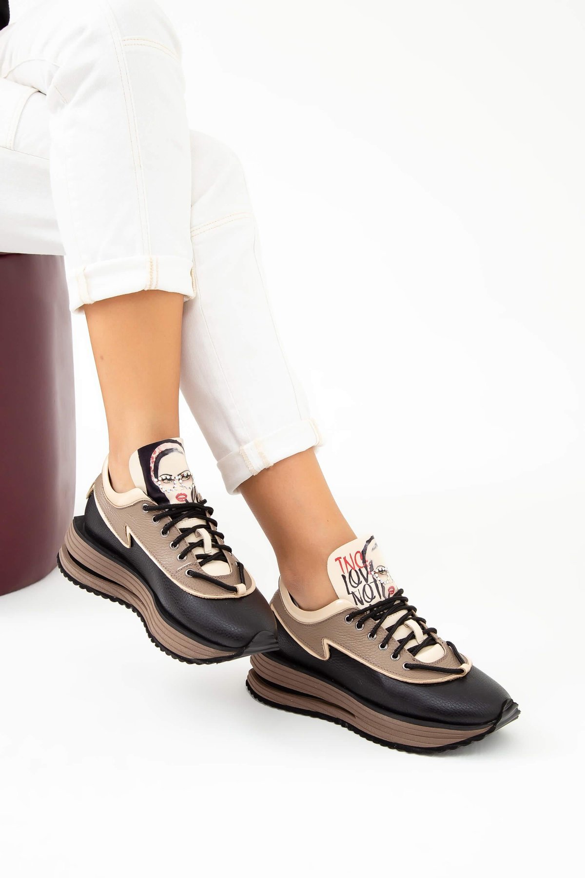 Tamer Tanca Kadın Hakiki Deri Siyah Sneakers & Spor Ayakkabı