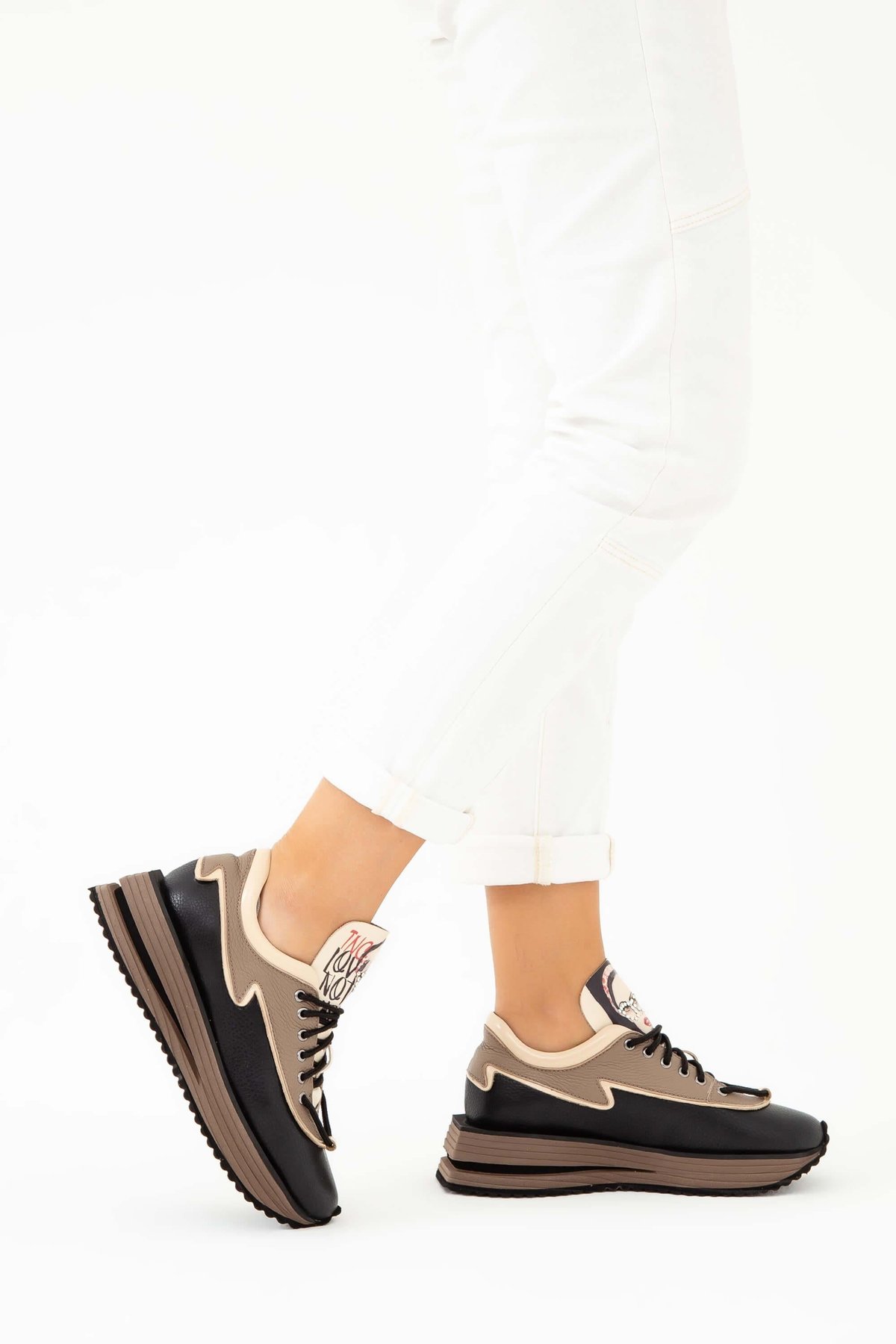 Tamer Tanca Kadın Hakiki Deri Siyah Sneakers & Spor Ayakkabı