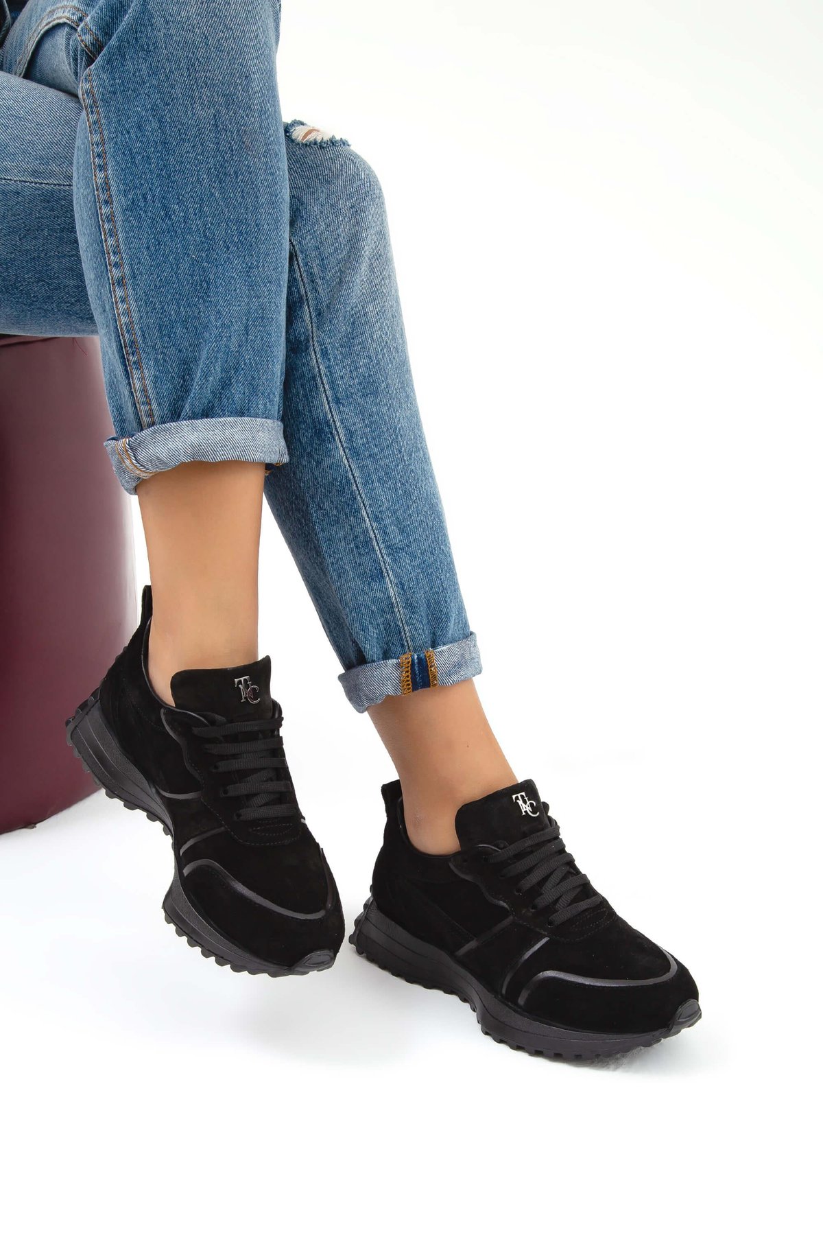 Tamer Tanca Kadın Hakiki Deri Siyah Sneakers & Spor Ayakkabı
