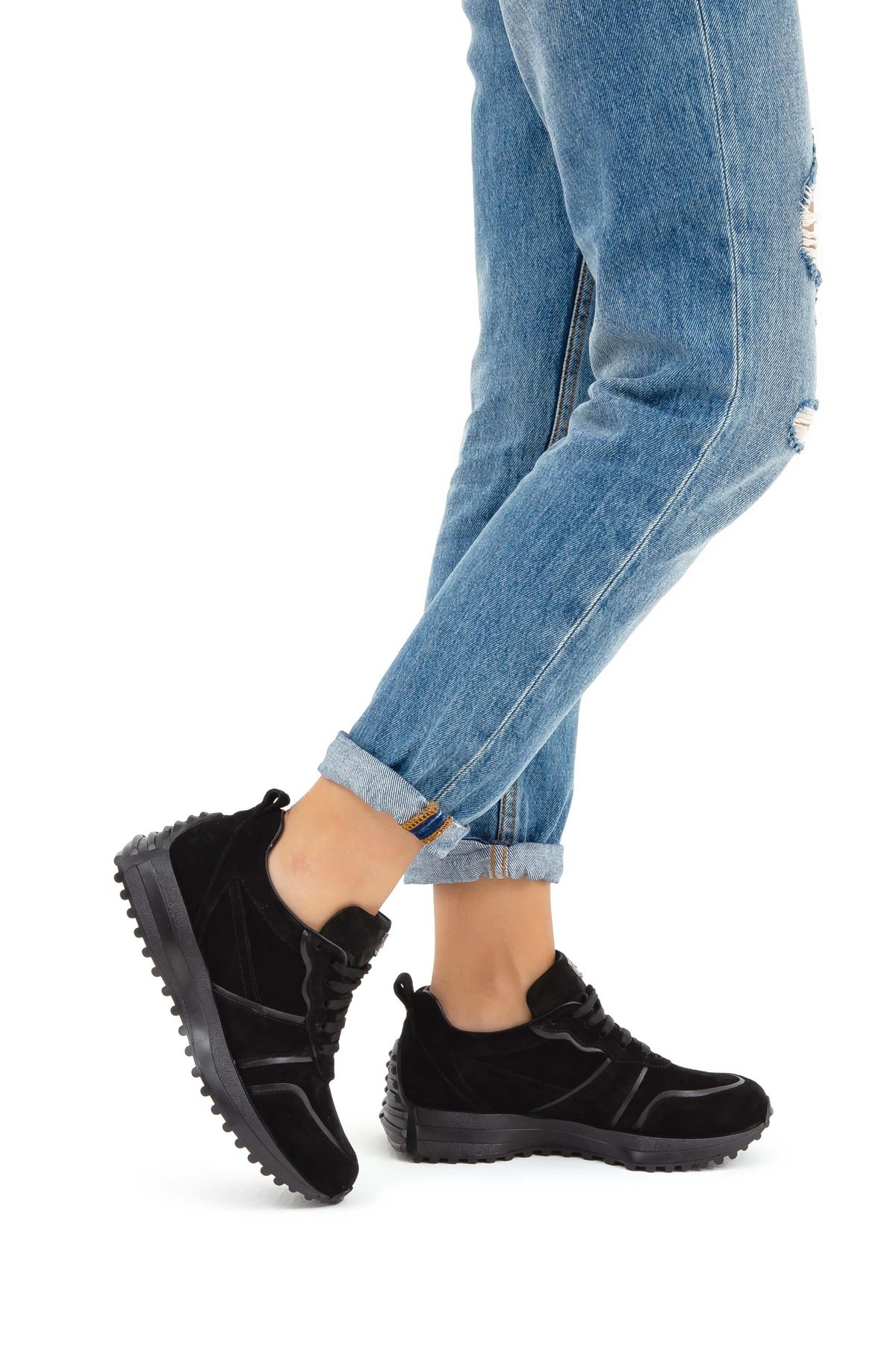 Tamer Tanca Kadın Hakiki Deri Siyah Sneakers & Spor Ayakkabı