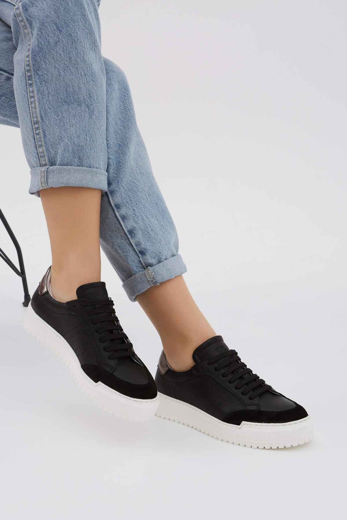Tamer Tanca Kadın Hakiki Deri Siyah Sneakers & Spor Ayakkabı