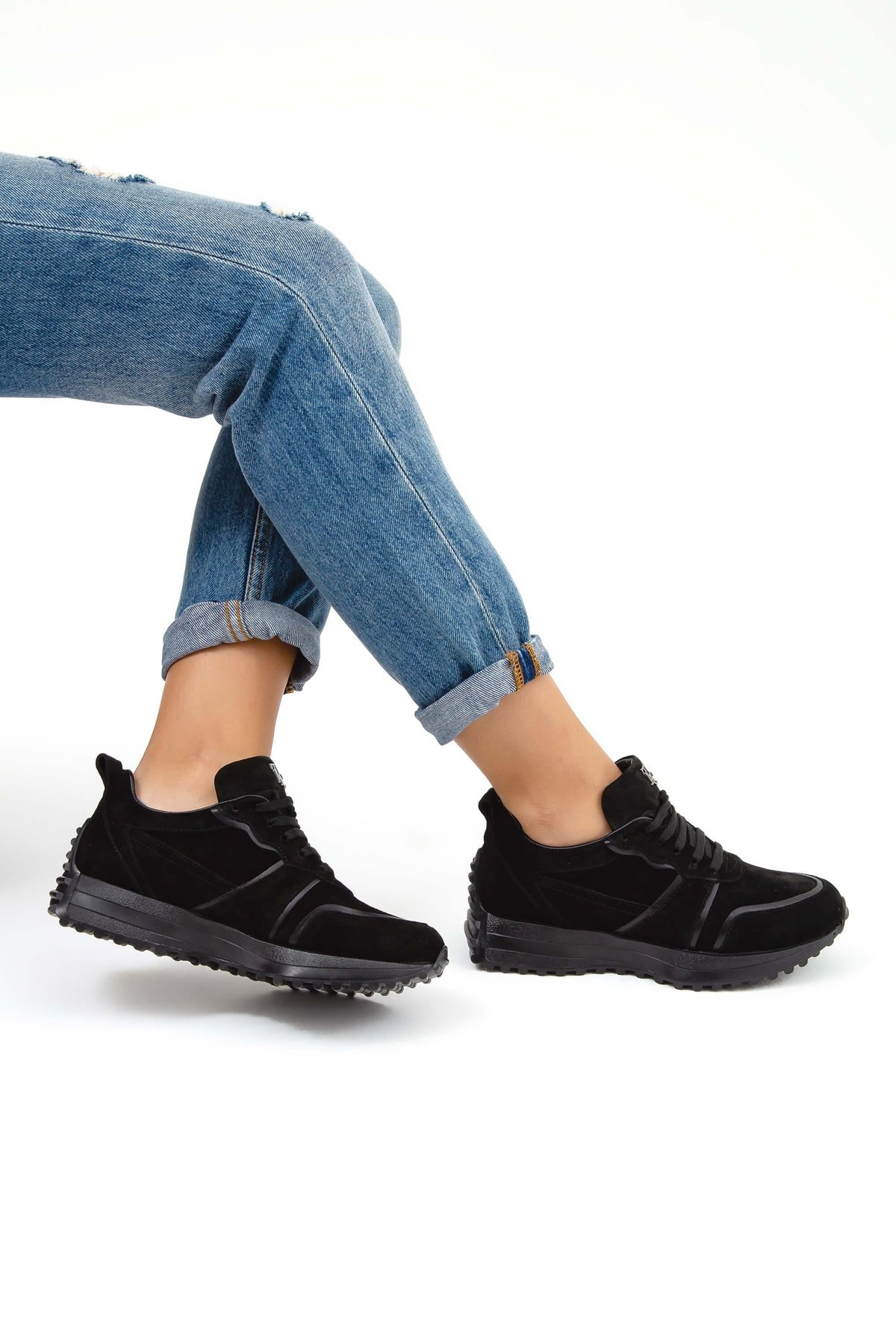 Tamer Tanca Kadın Hakiki Deri Siyah Sneakers & Spor Ayakkabı