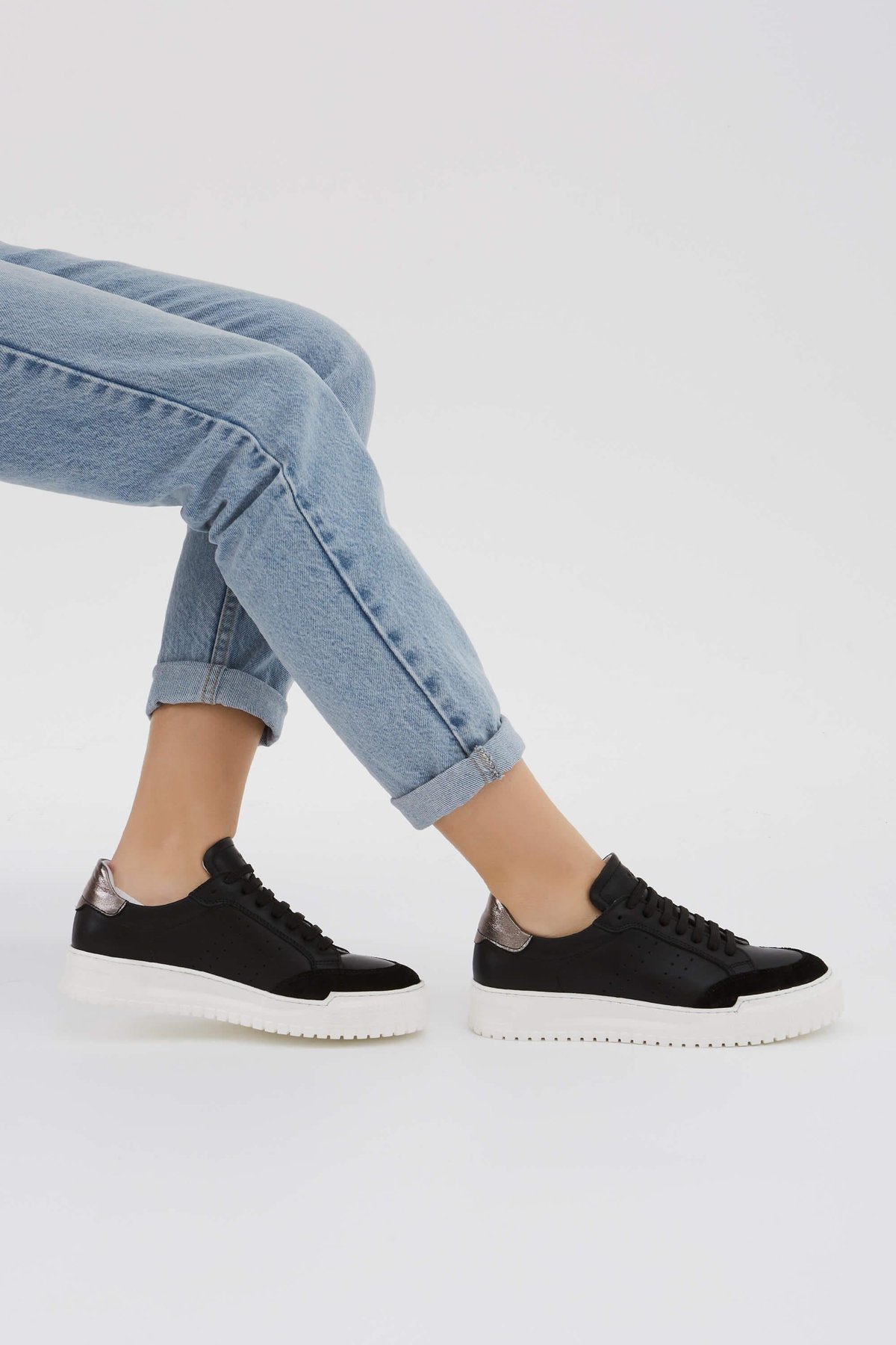 Tamer Tanca Kadın Hakiki Deri Siyah Sneakers & Spor Ayakkabı