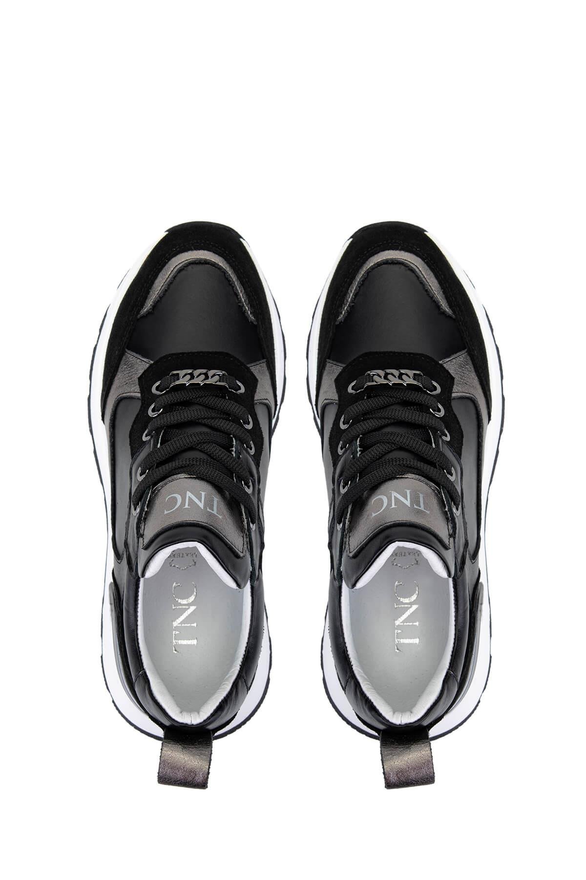 Tamer Tanca Kadın Hakiki Deri Siyah Süet Sneakers & Spor Ayakkabı