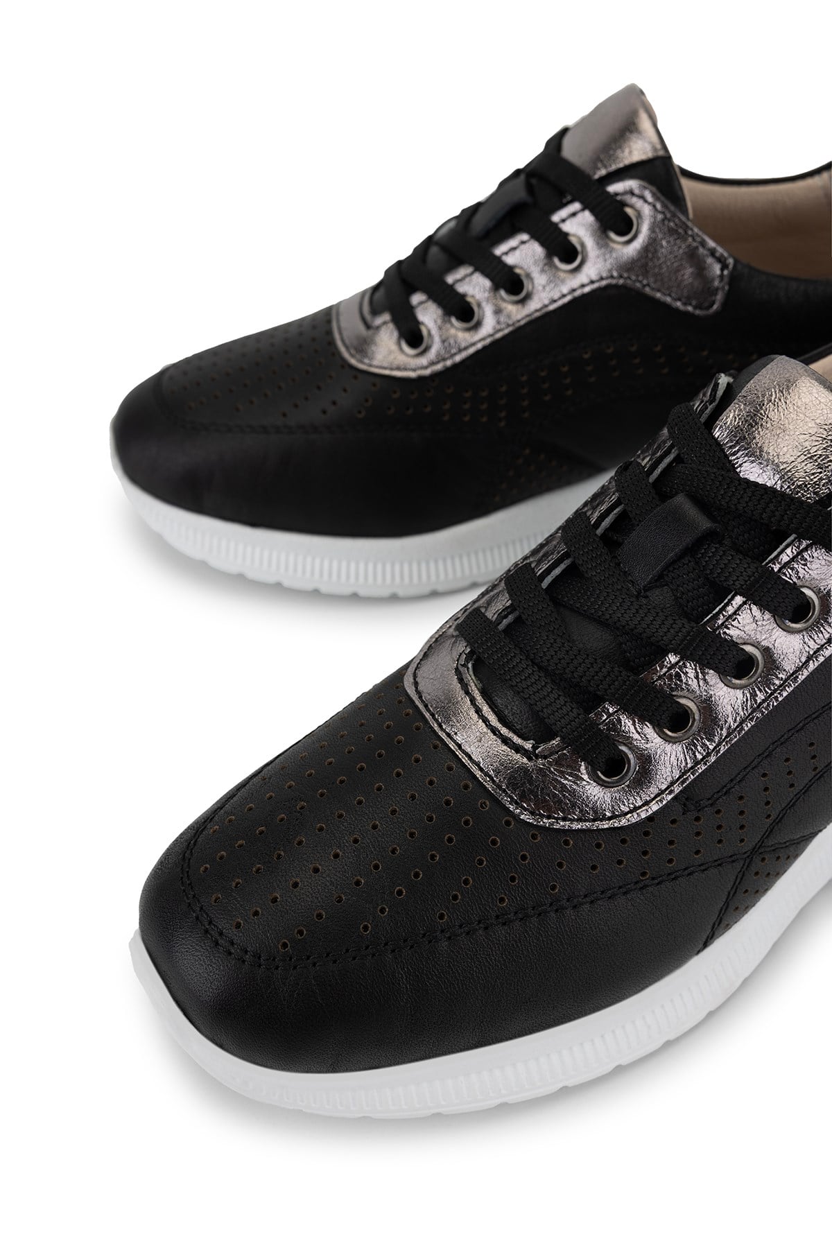 Tamer Tanca Kadın Hakiki Deri Siyah/Antrasit Sneakers & Spor Ayakkabı