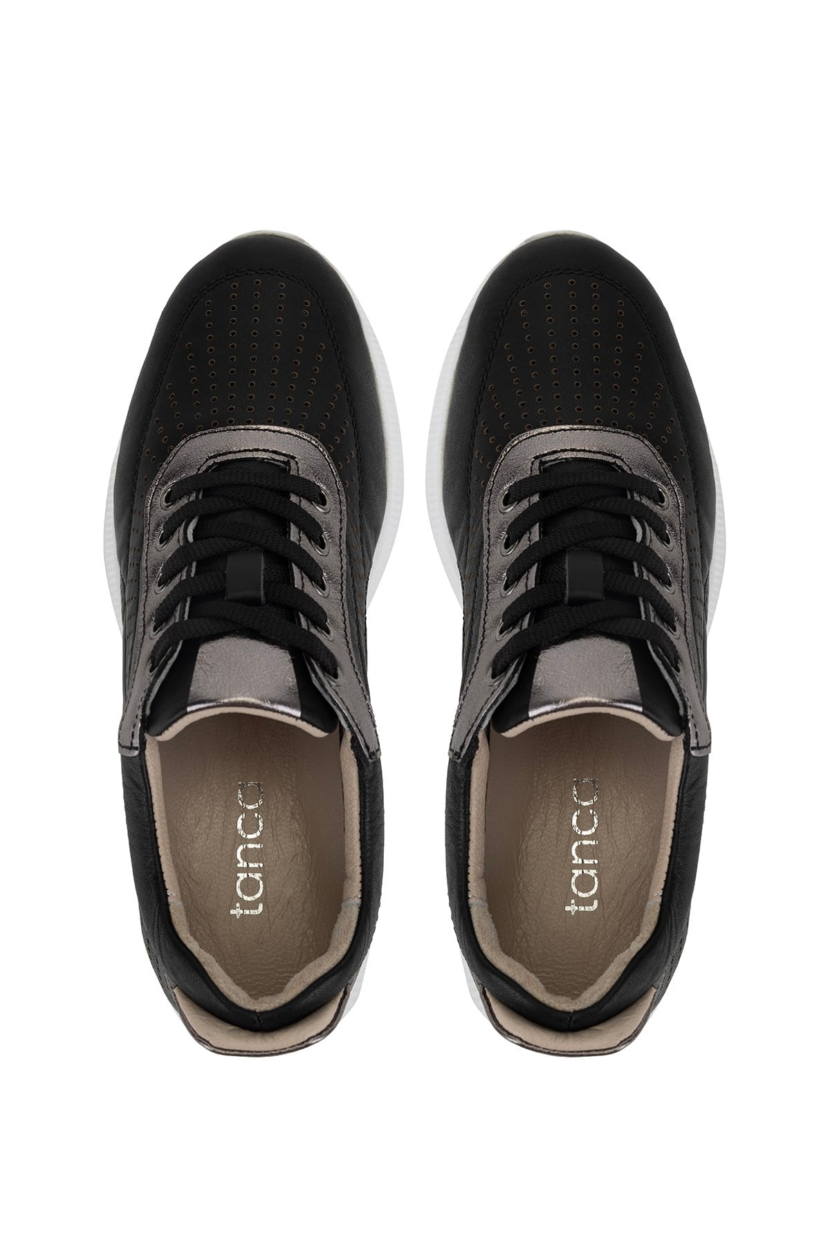 Tamer Tanca Kadın Hakiki Deri Siyah/Antrasit Sneakers & Spor Ayakkabı