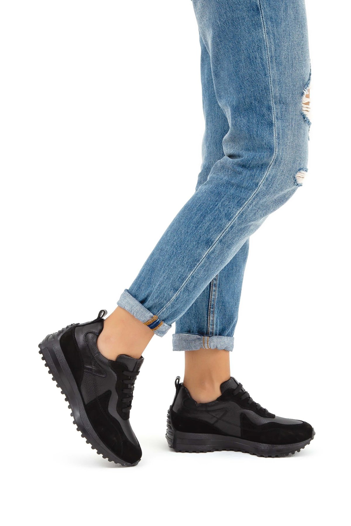 Tamer Tanca Kadın Hakiki Deri Siyah/Siyah Sneakers & Spor Ayakkabı