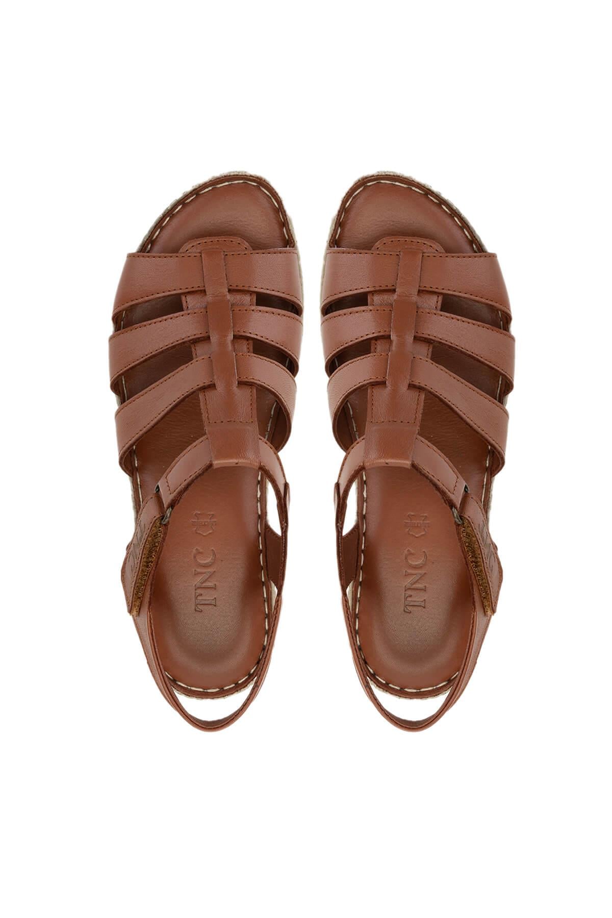 Tamer Tanca Kadın Hakiki Deri Taba Comfort Sandalet
