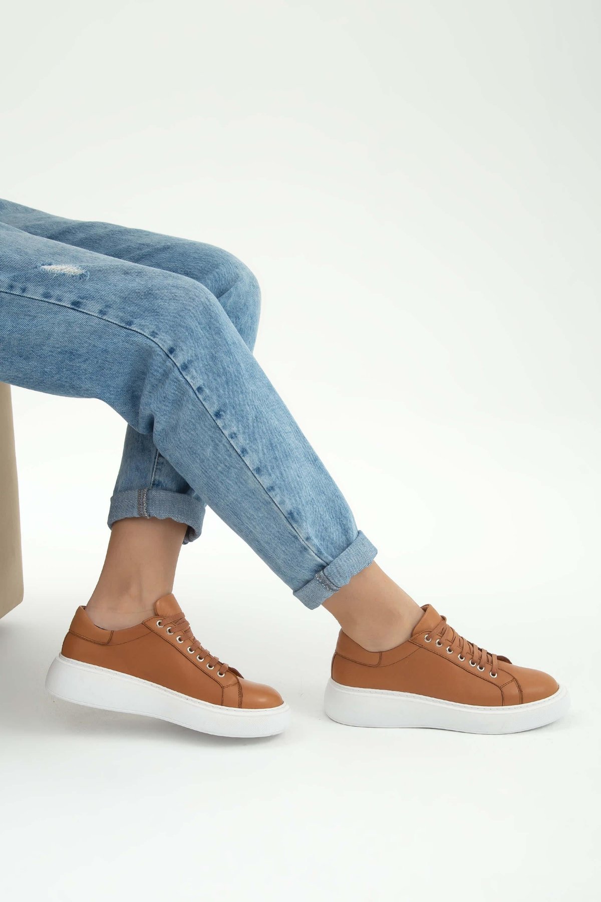 Tamer Tanca Kadın Hakiki Deri Taba Sneakers & Spor Ayakkabı