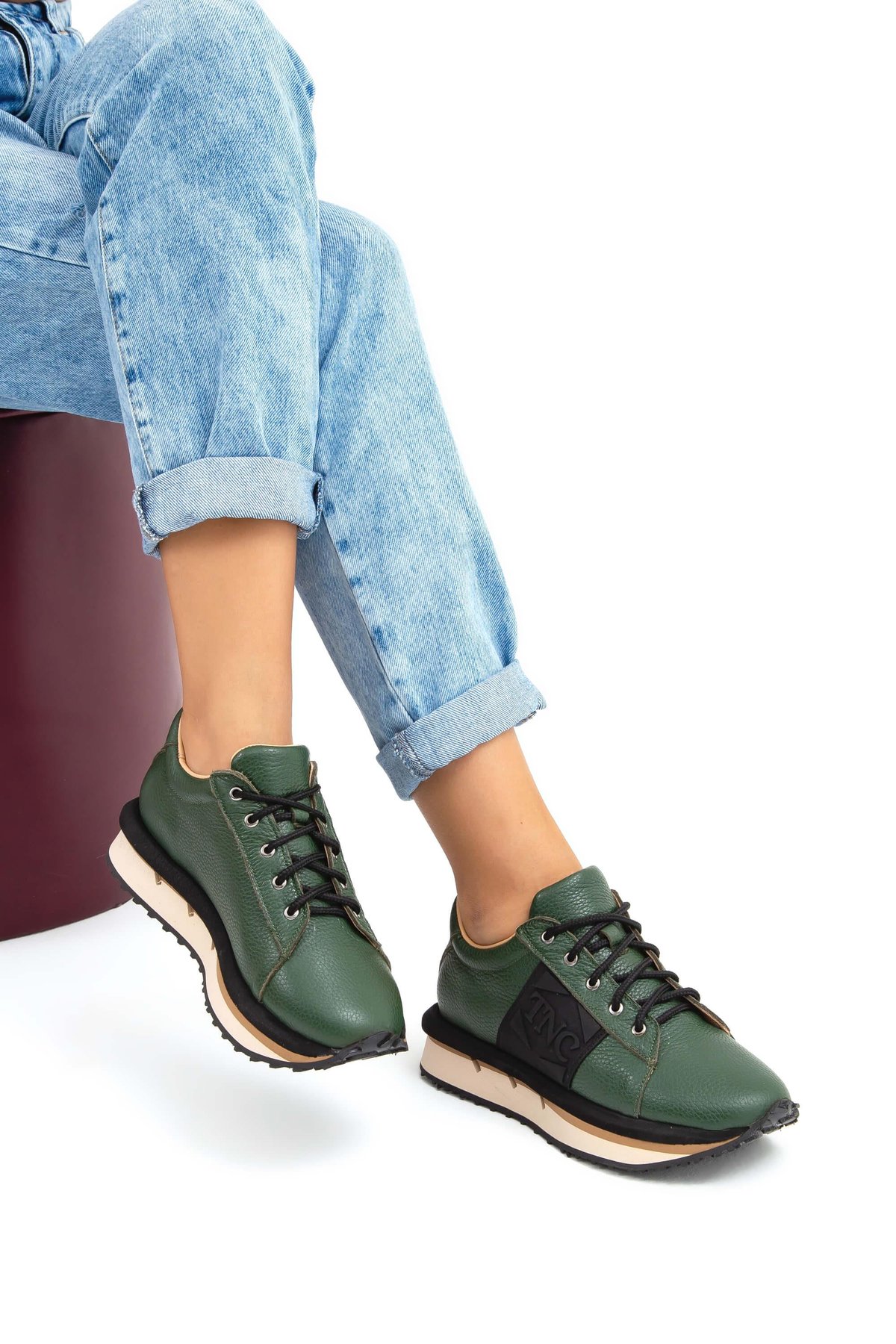 Tamer Tanca Kadın Hakiki Deri Yeşil Sneakers & Spor Ayakkabı