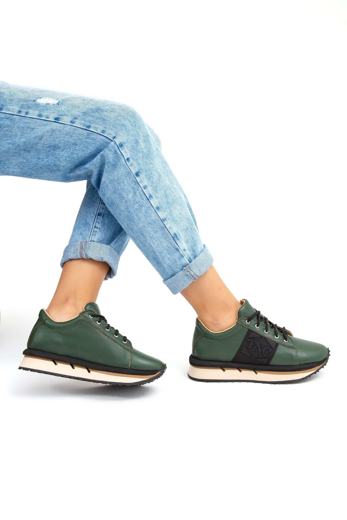 Tamer Tanca Kadın Hakiki Deri Yeşil Sneakers & Spor Ayakkabı