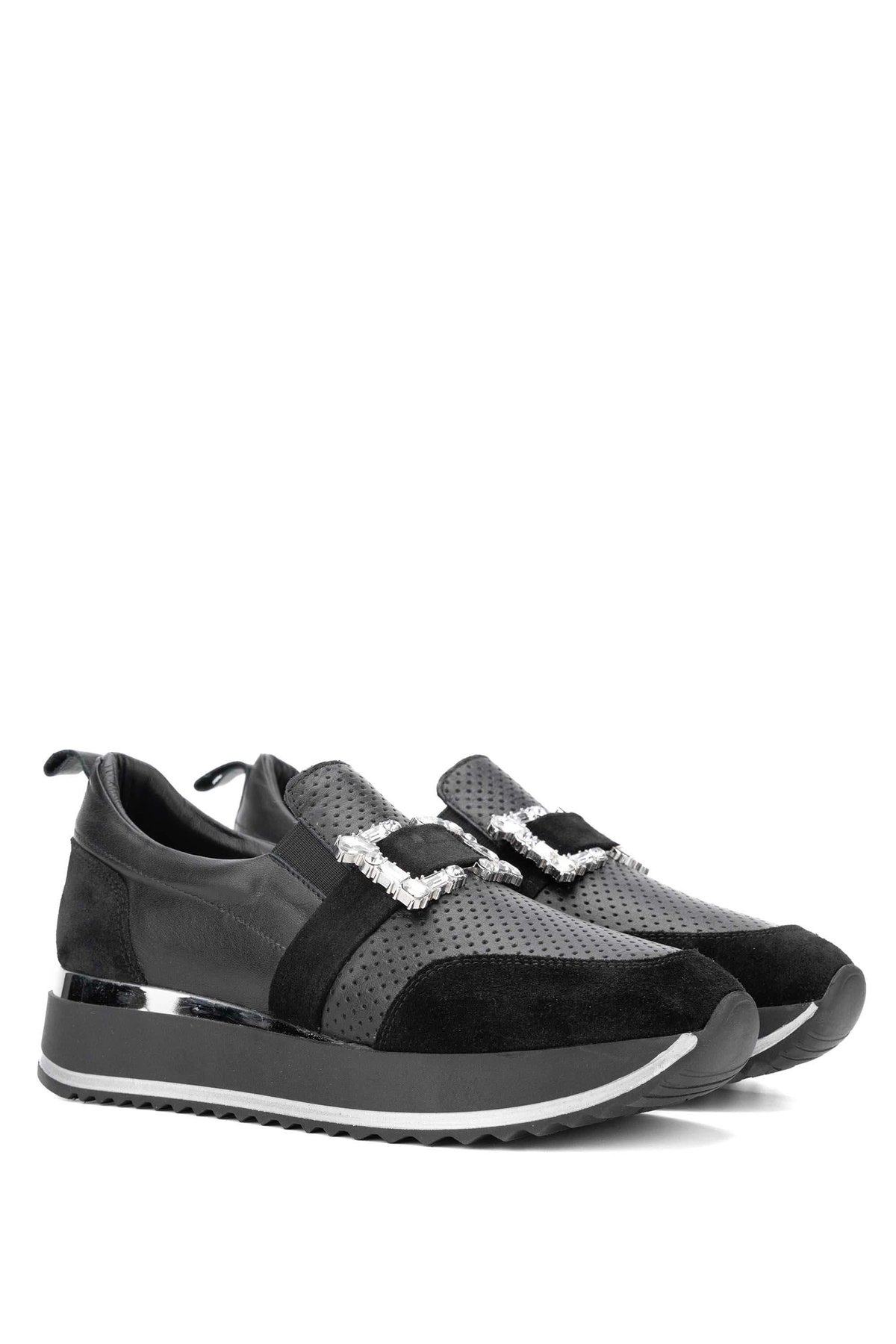 Tamer Tanca Kadın Hakiki Siyah Deri Sneakers & Spor Ayakkabı