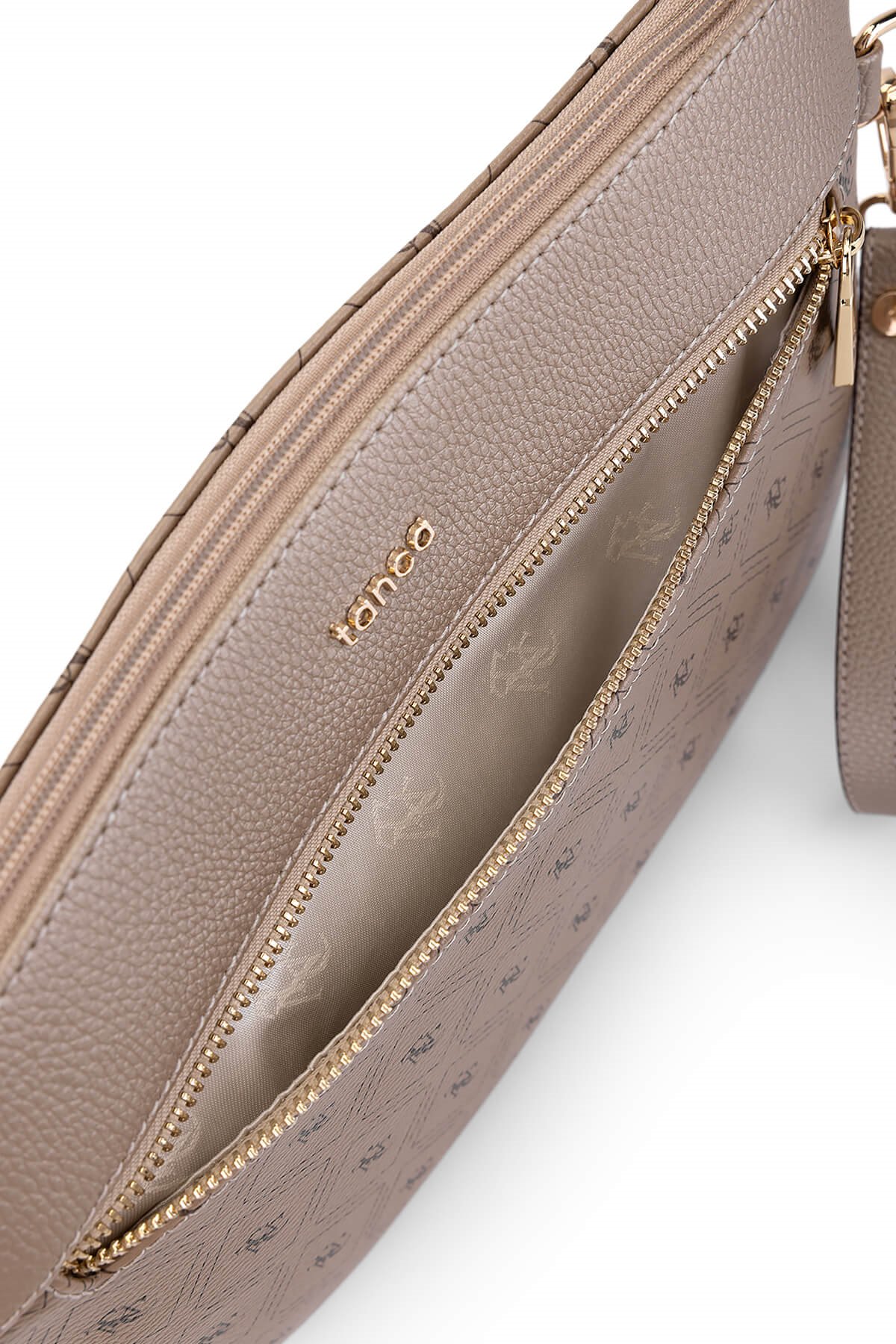 Tamer Tanca Kadın Suni Deri Altın Desen Clutch Çanta