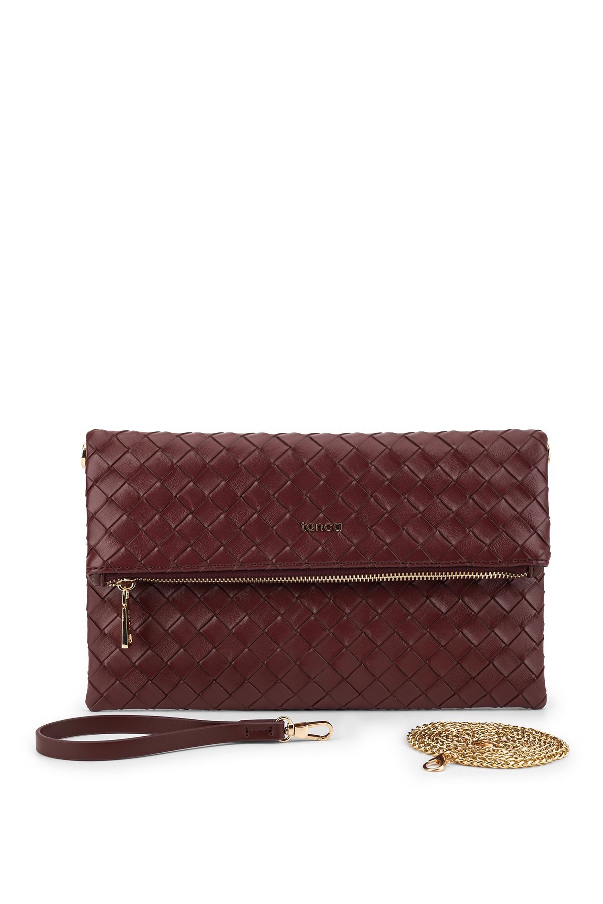 Tamer Tanca Kadın Suni Deri Bordo Clutch Çanta