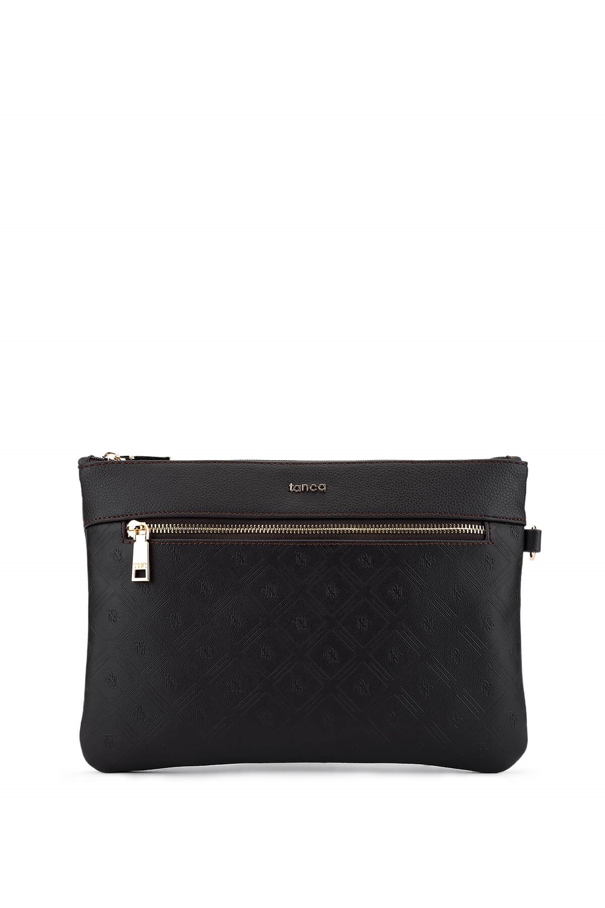 Tamer Tanca Kadın Suni Deri Kahverengi Clutch Çanta