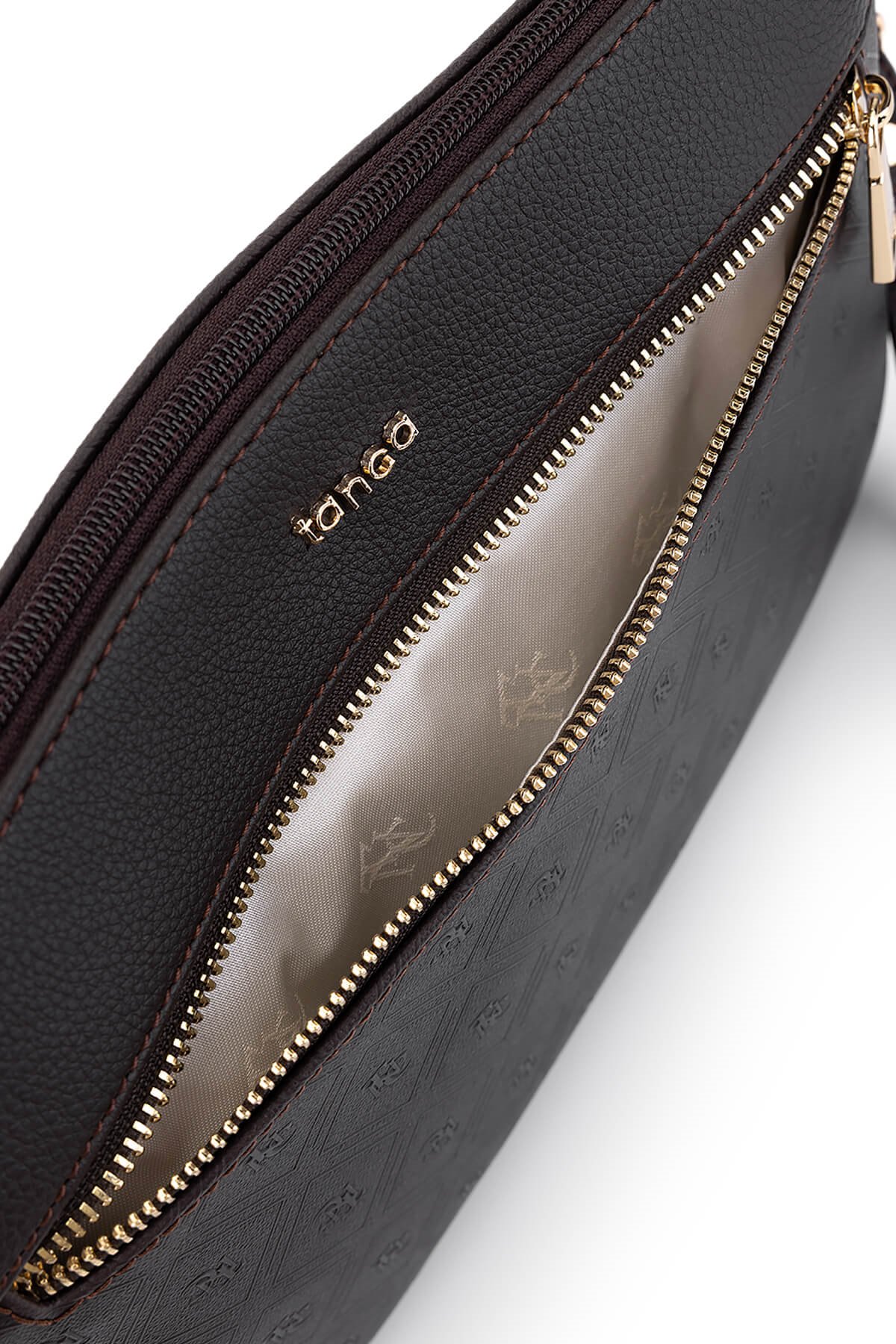Tamer Tanca Kadın Suni Deri Kahverengi Clutch Çanta