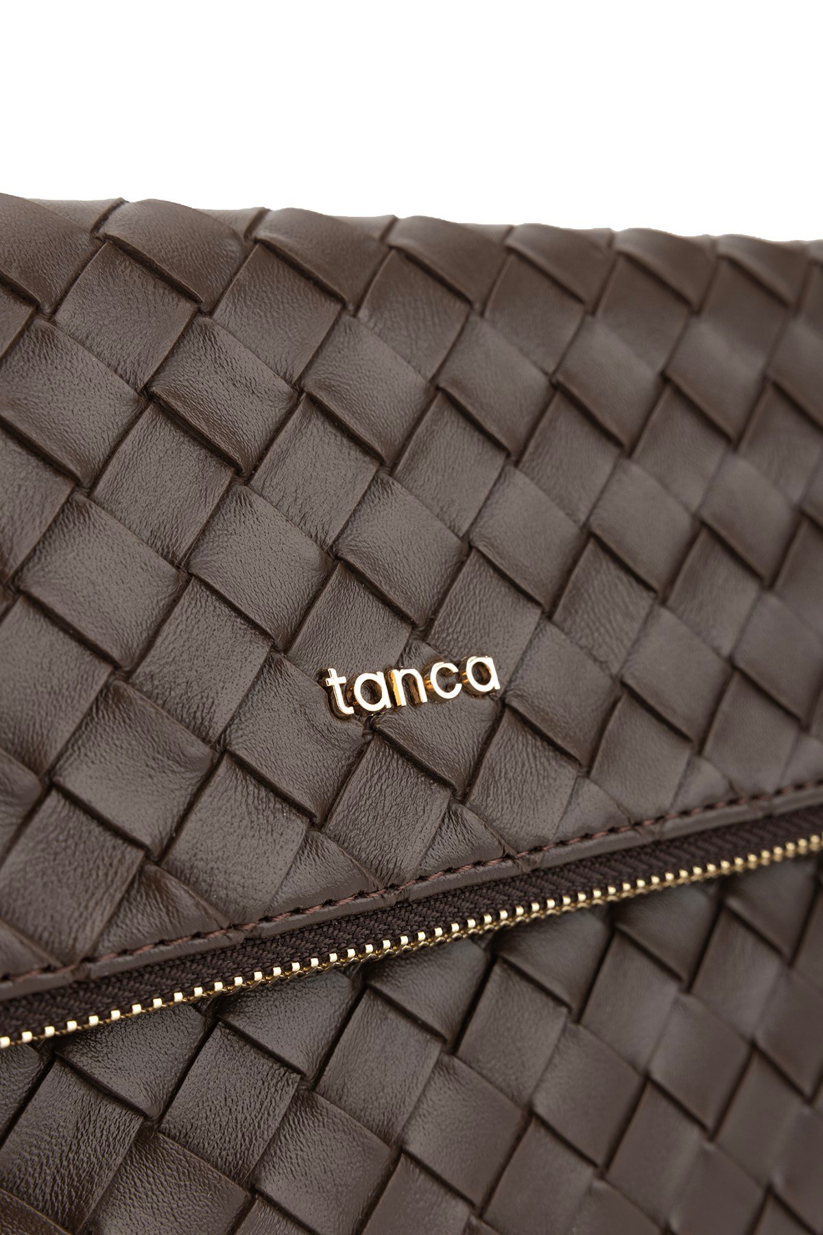 Tamer Tanca Kadın Suni Deri Kahverengi Clutch Çanta