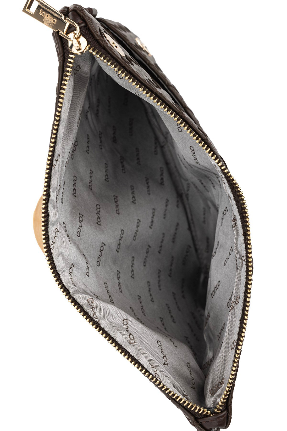 Tamer Tanca Kadın Suni Deri Kahverengi Clutch Çanta