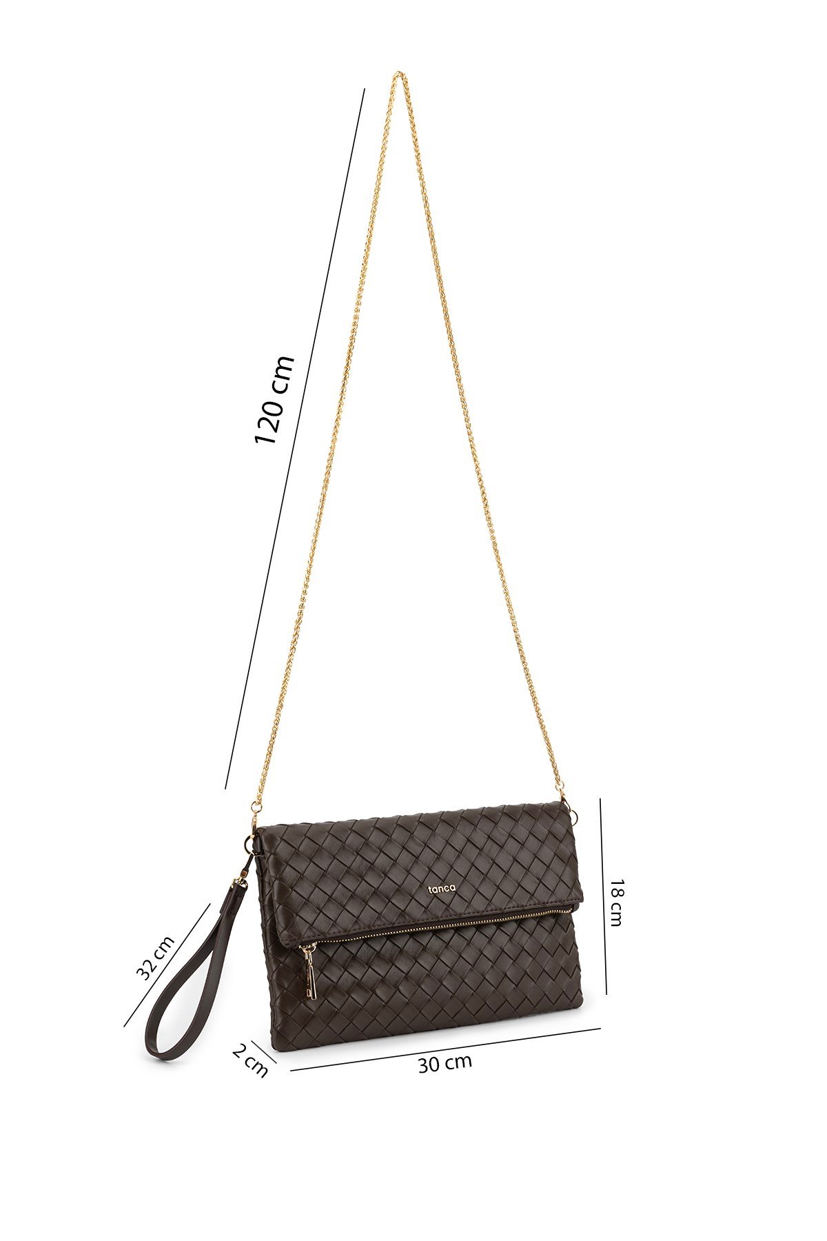 Tamer Tanca Kadın Suni Deri Kahverengi Clutch Çanta