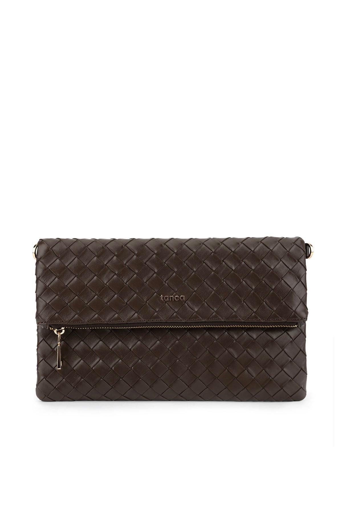 Tamer Tanca Kadın Suni Deri Kahverengi Clutch Çanta