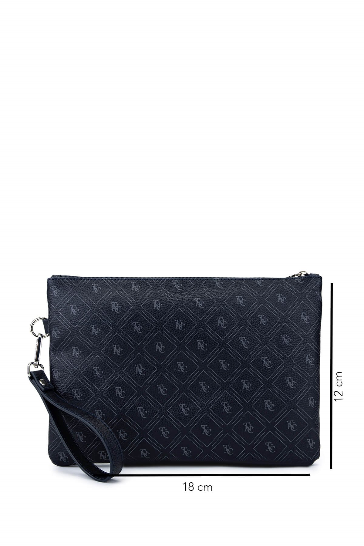 Tamer Tanca Kadın Suni Deri Lacivert Desen Clutch Çanta