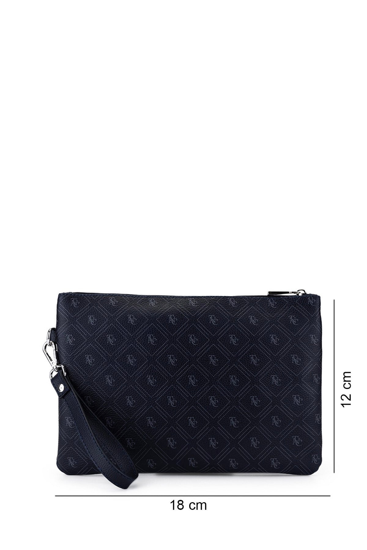 Tamer Tanca Kadın Suni Deri Lacivert Desen Clutch Çanta