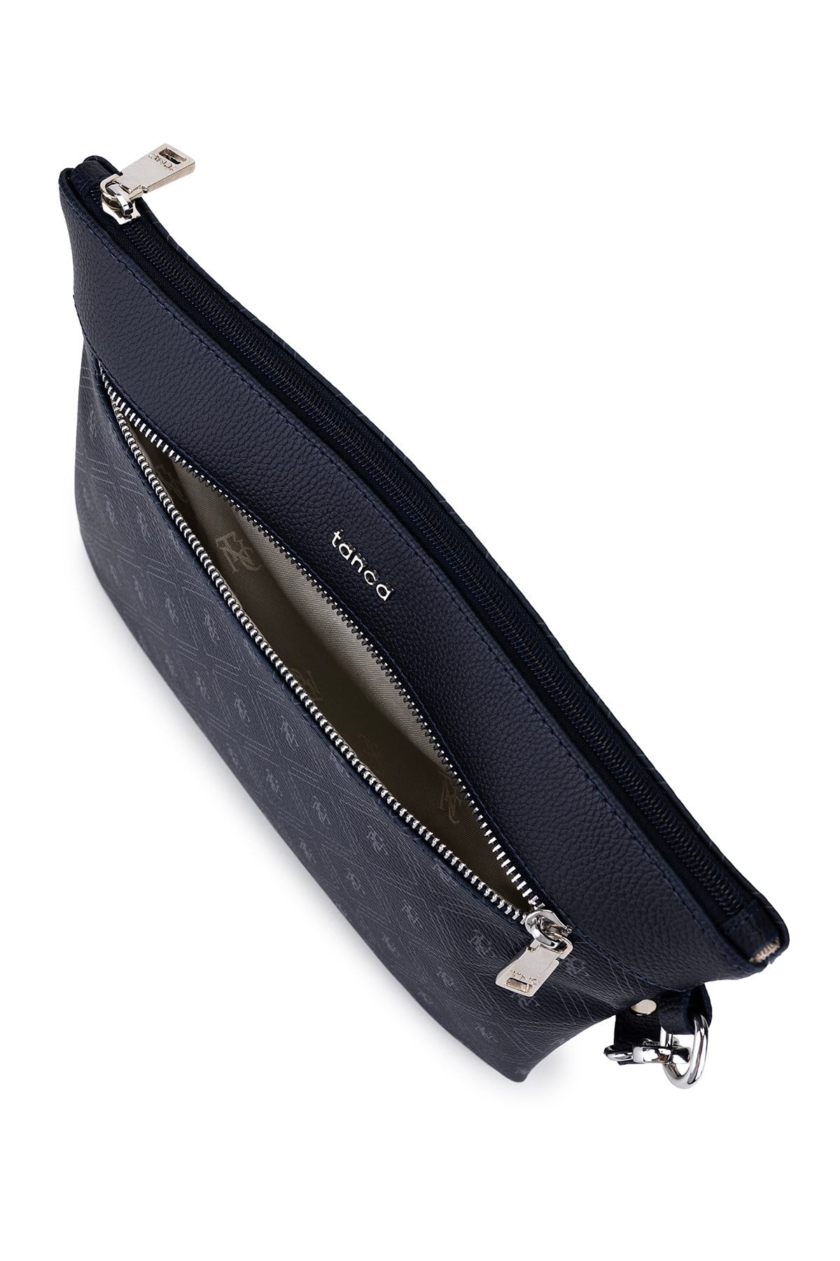 Tamer Tanca Kadın Suni Deri Lacivert Desen Clutch Çanta