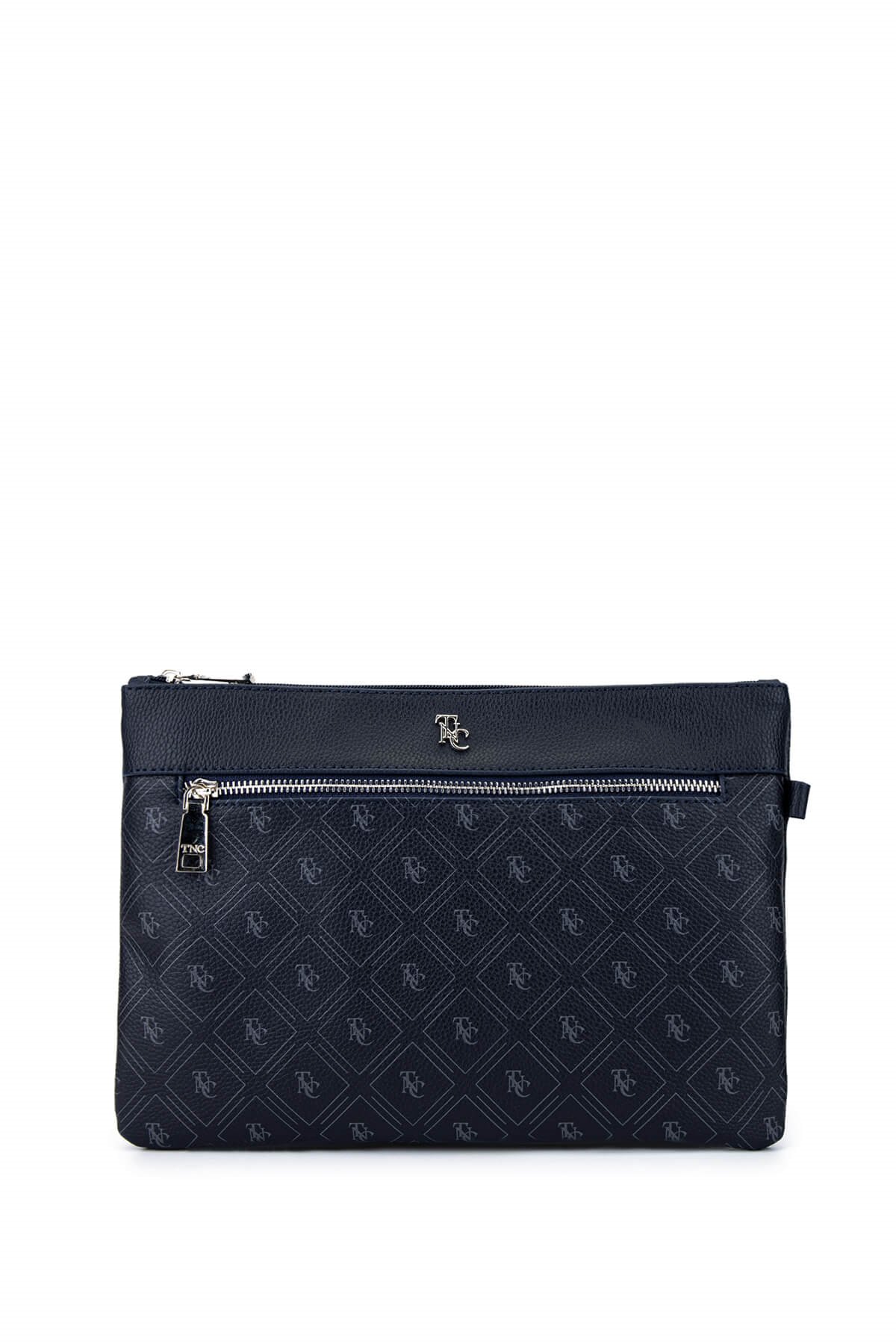 Tamer Tanca Kadın Suni Deri Lacivert Desen Clutch Çanta