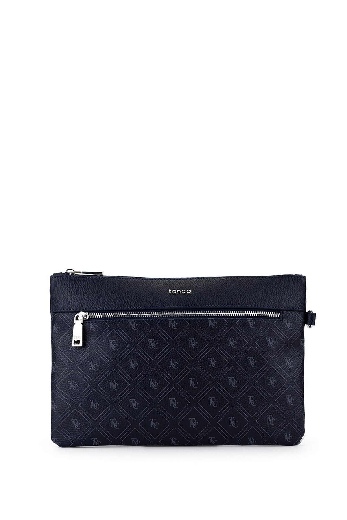 Tamer Tanca Kadın Suni Deri Lacivert Desen Clutch Çanta