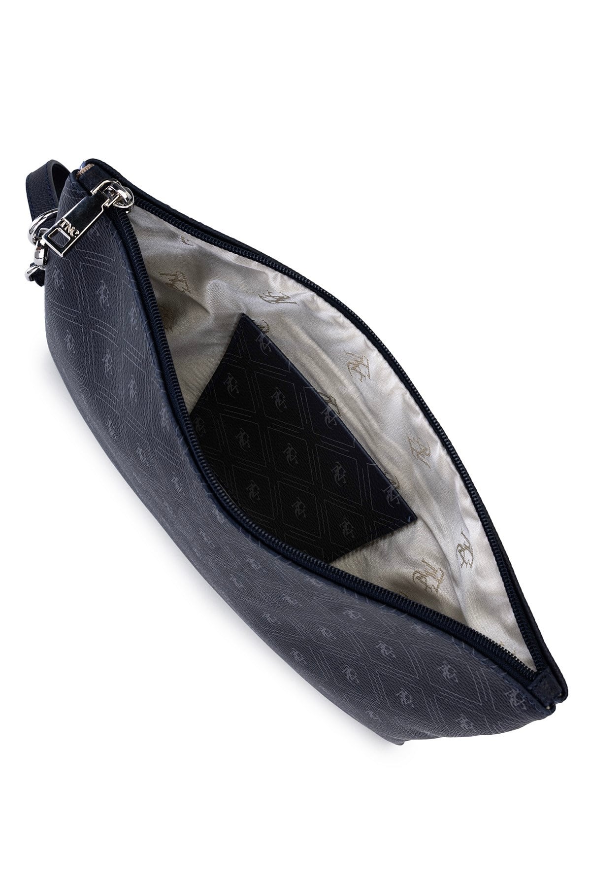 Tamer Tanca Kadın Suni Deri Lacivert Desen Clutch Çanta