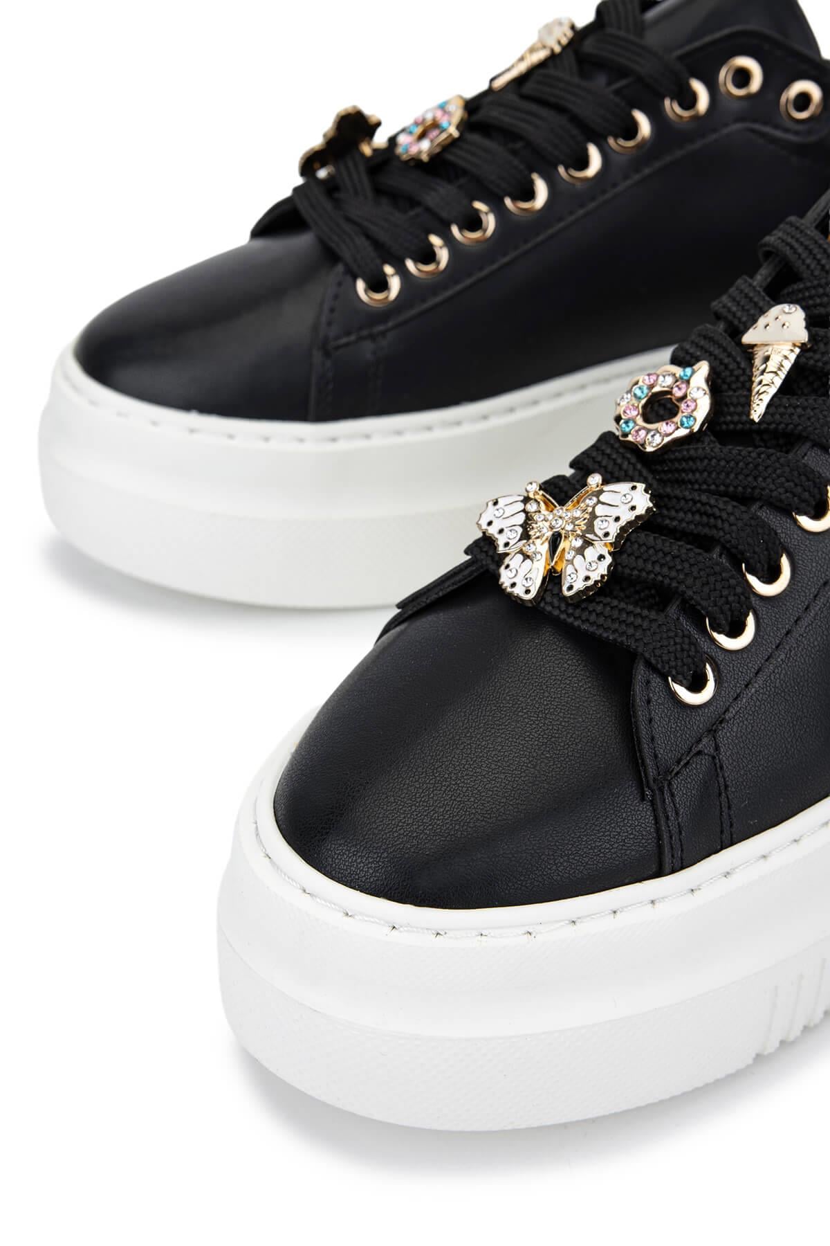 Tamer Tanca Kadın Suni Deri Siyah Analin Sneakers & Spor Ayakkabı