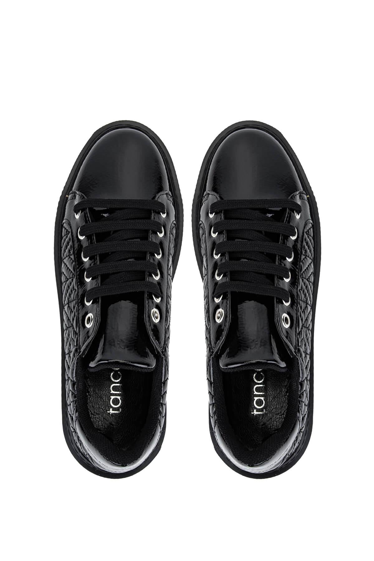 Tamer Tanca Kadın Suni Deri Siyah Rugan Sneakers & Spor Ayakkabı