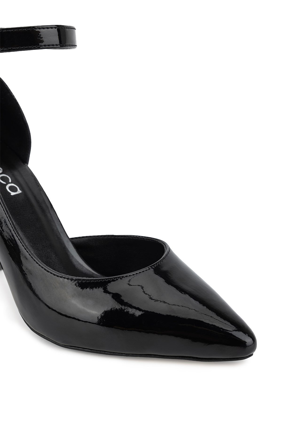Tamer Tanca Kadın Suni Deri Siyah Rugan Topuklu & Stiletto Ayakkabı