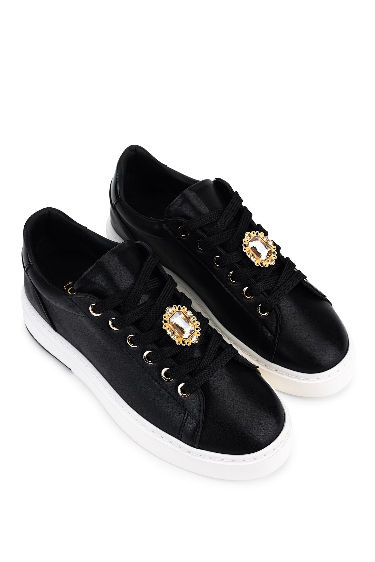 Tamer Tanca Kadın Suni Deri Siyah Sneakers & Spor Ayakkabı