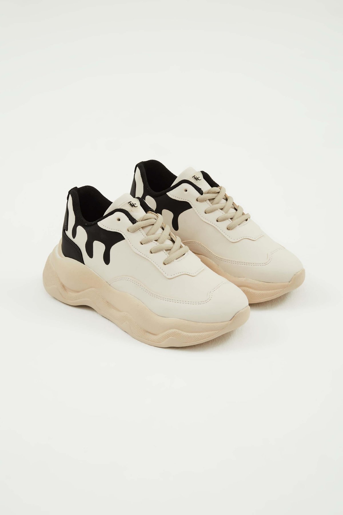 Tamer Tanca Kadın Vegan Bej/Siyah Sneakers & Spor Ayakkabı