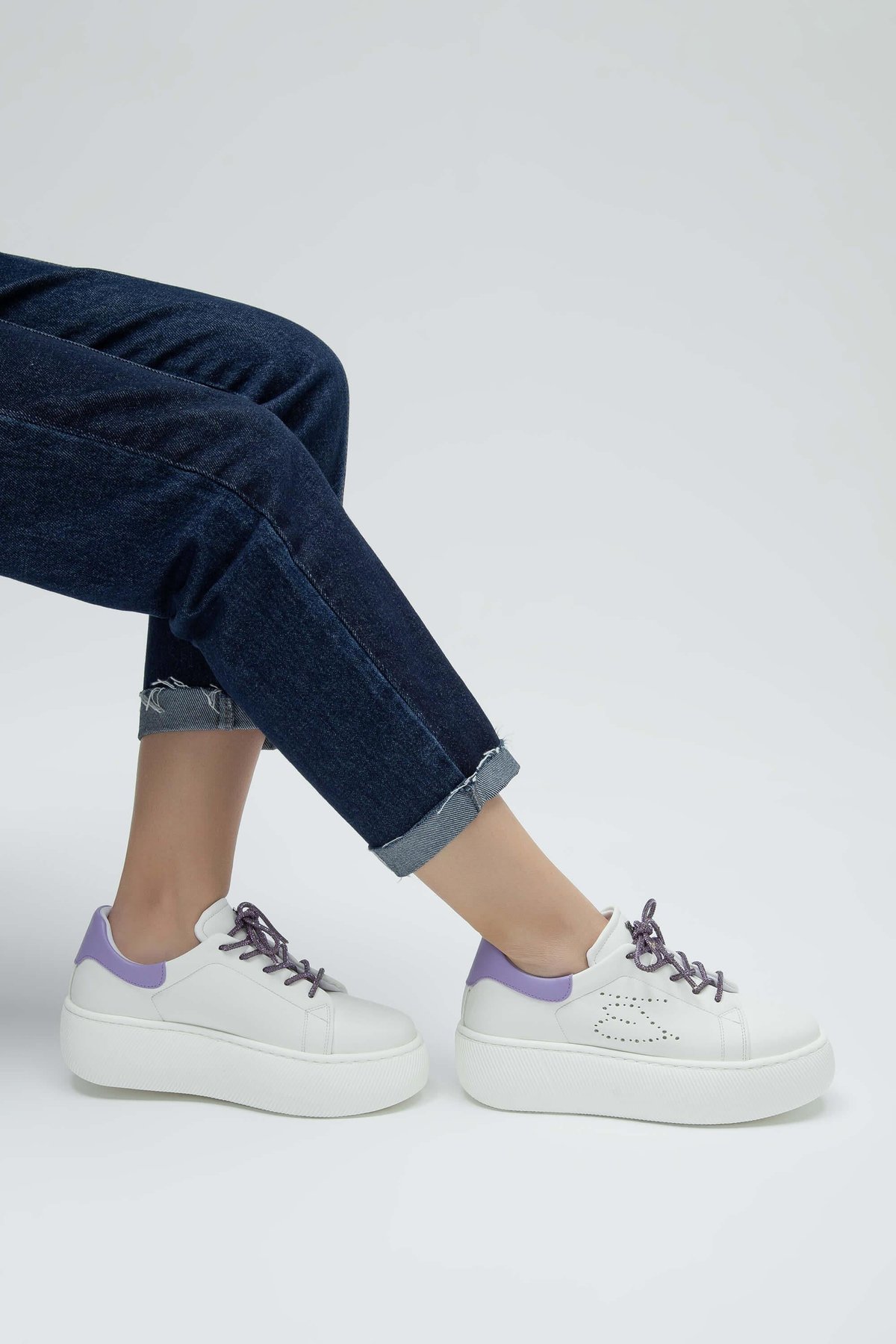 Tamer Tanca Kadın Vegan Beyaz/Mor Sneakers & Spor Ayakkabı