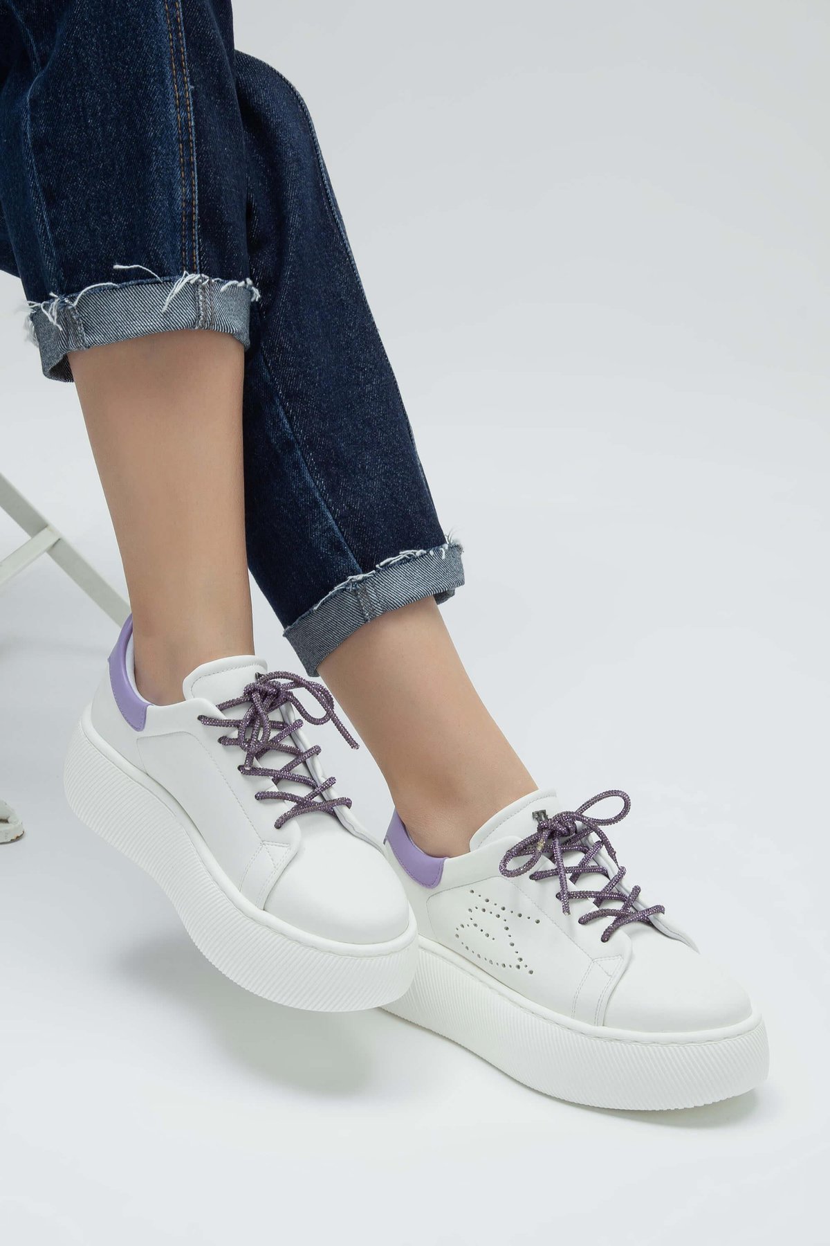 Tamer Tanca Kadın Vegan Beyaz/Mor Sneakers & Spor Ayakkabı