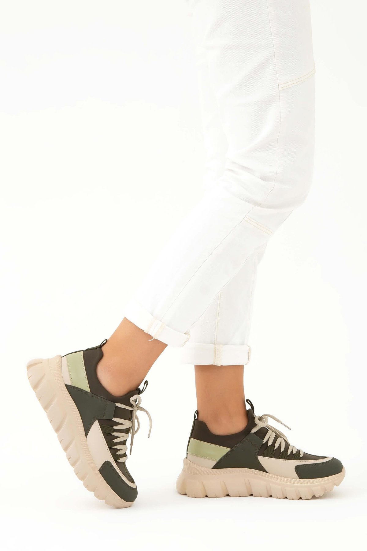 Tamer Tanca Kadın Vegan Haki Sneakers & Spor Ayakkabı