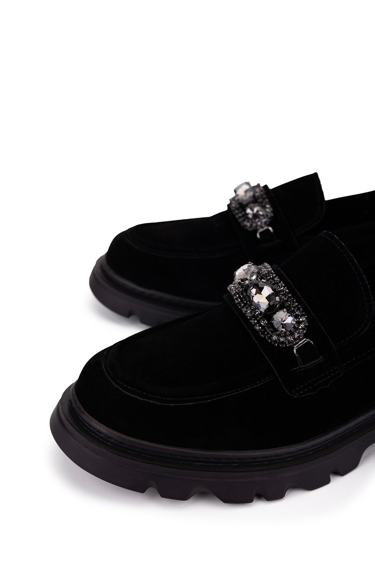 Tamer Tanca Kadın Vegan Siyah Süet Loafer Ayakkabı