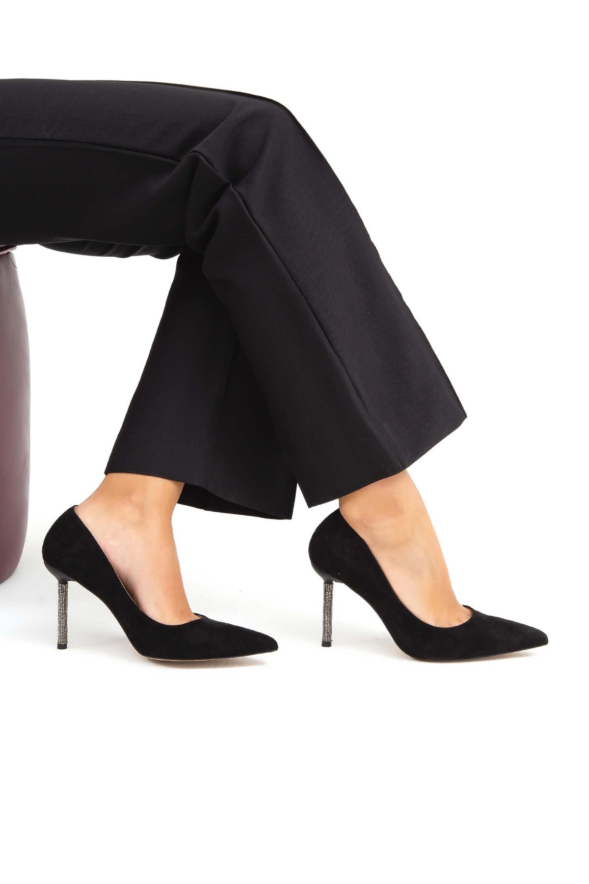 Tamer Tanca Kadın Vegan Siyah Süet Stiletto Ayakkabı