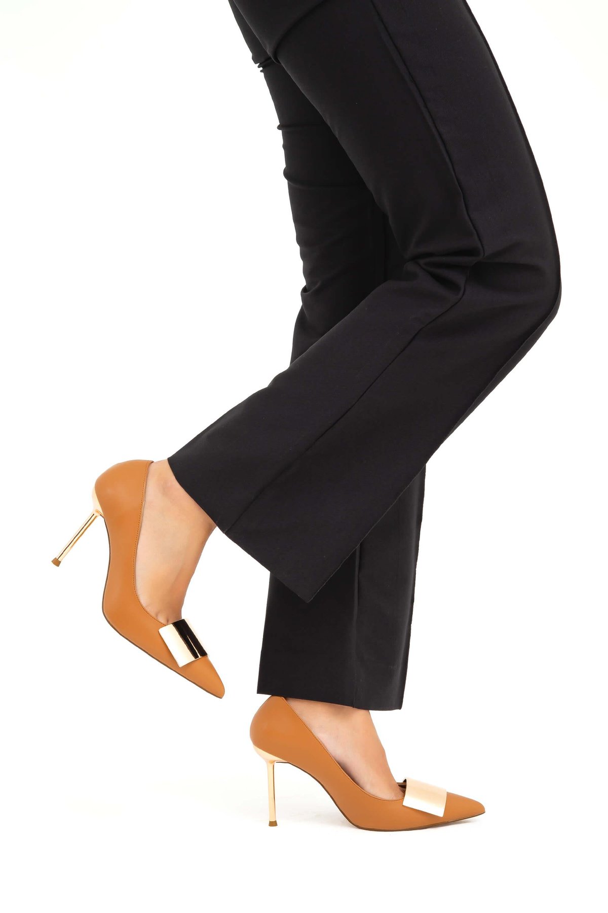 Tamer Tanca Kadın Vegan Taba Stiletto Ayakkabı