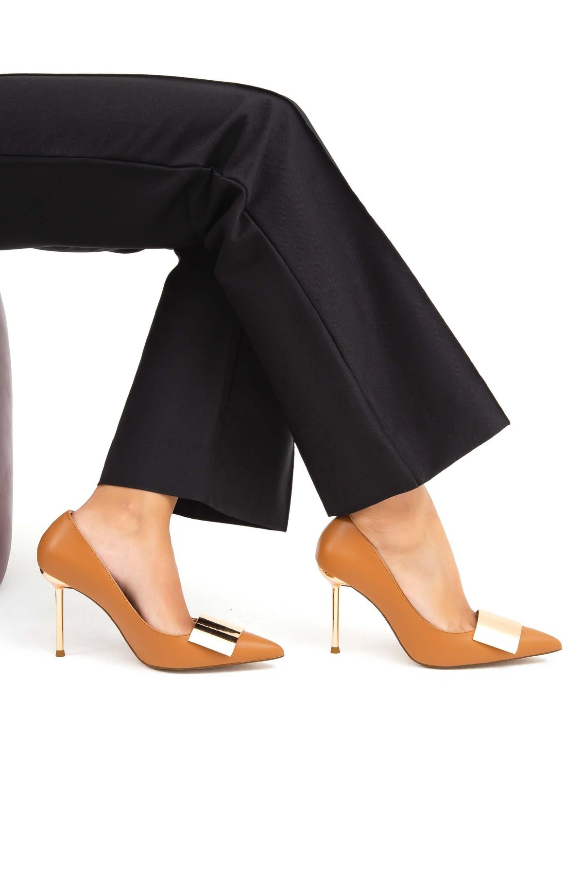 Tamer Tanca Kadın Vegan Taba Stiletto Ayakkabı