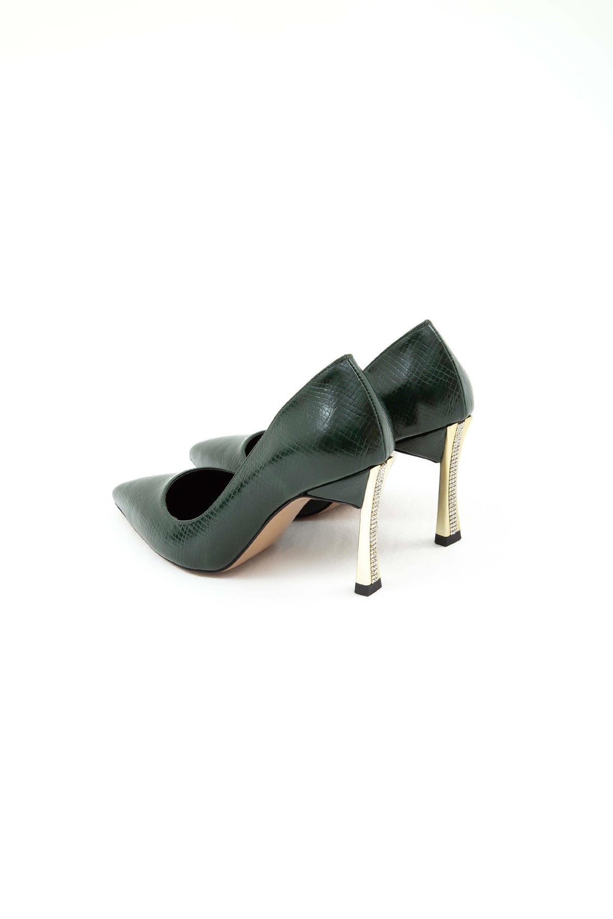 Tamer Tanca Kadın Vegan Yeşil Yılan Stiletto Ayakkabı