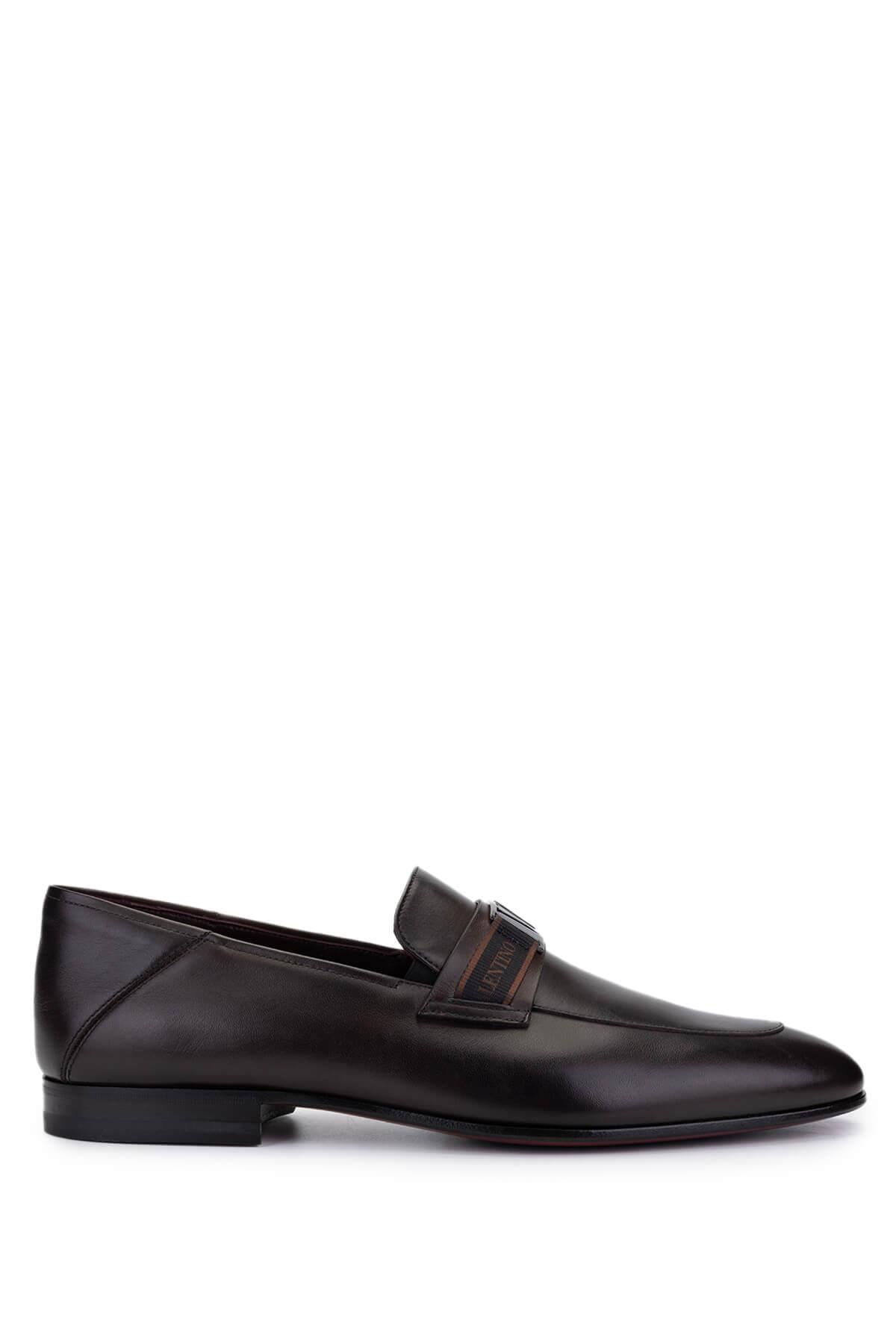 VALENTINO Erkek Hakiki Deri Kahverengi Loafer Ayakkabı