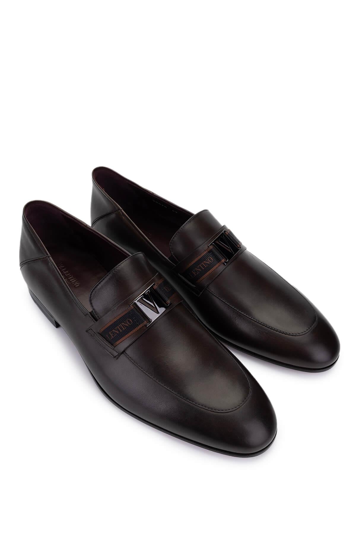 VALENTINO Erkek Hakiki Deri Kahverengi Loafer Ayakkabı