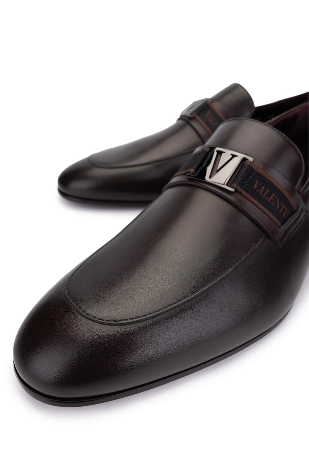 VALENTINO Erkek Hakiki Deri Kahverengi Loafer Ayakkabı