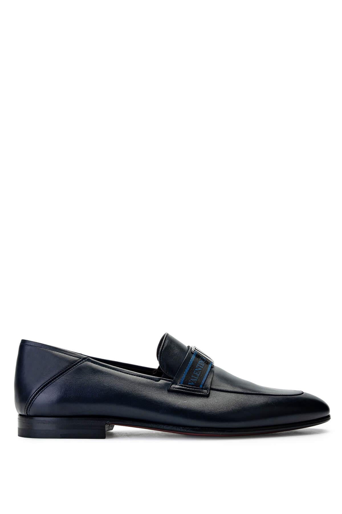 VALENTINO Erkek Hakiki Deri Mavi Loafer Ayakkabı