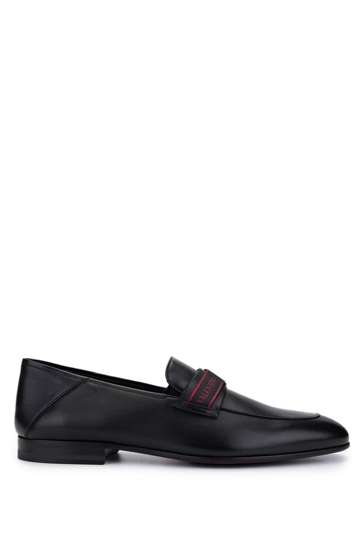 VALENTINO Erkek Hakiki Deri Siyah Loafer Ayakkabı